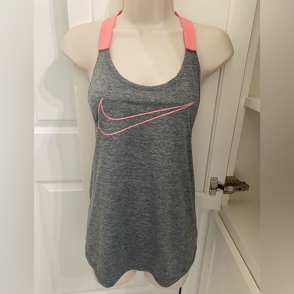 Nike Tops - Nike Women's dry fit  Heather Gray Tank with Pink Swoosh